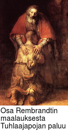 Osa Rembrandtin maalauksesta Tuhlaajapojan paluu