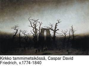 Kirkko tammimetsikss, Caspar David Friedrich, v.1774-1840